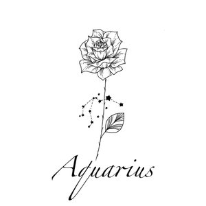 Aquarius Constellation Tattoo| Rose Flower Tattoo Design