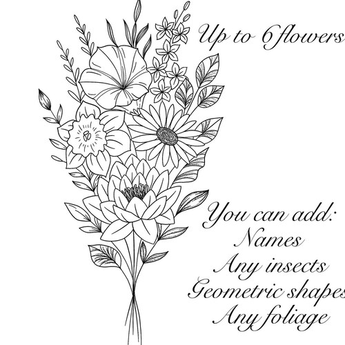 Birth Flowers Kids Names Custom Tattoo Design Floral Tattoo Etsy Australia