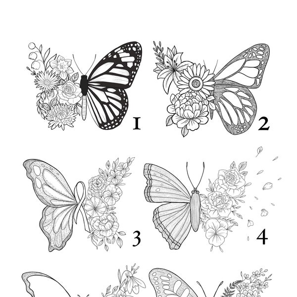 Custom Family Birth Flower, Butterfly Bouquet , Birth Month Flower, Flower Tattoo Design , Butterfly Tattoo Design, Birth Design Custom