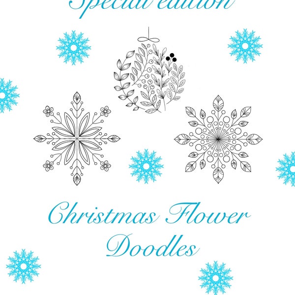 Christmas Flower doodles, Printable Worksheets, Flowers for Bullet Journal, Flower Doodle, Floral Doodles