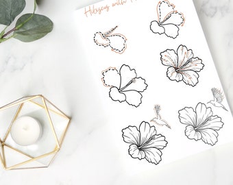 10 Popular Flowers with cute creatures, Printable Worksheets, Flowers for Bullet Journal, Flowers with Shading, Realistic Florals