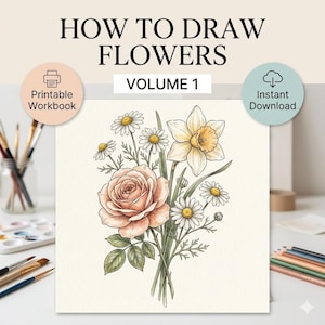 Cuaderno de ejercicios para dibujar flores: Flores realistas, técnicas de sombreado (descarga digital)