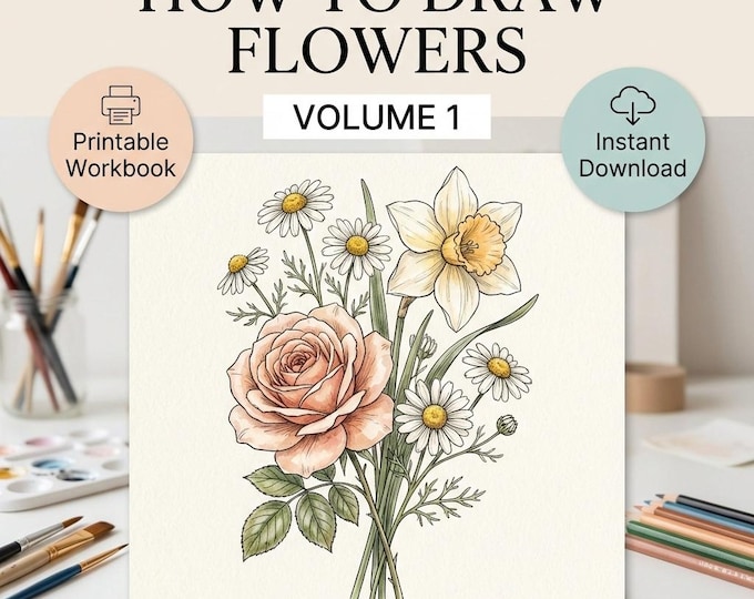 How to Draw Flowers Workbook, Realistic Florals, Shading Techniques ...