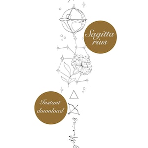 Skyttens element Tatueringsdesign/Symbolism Nejlika Blomma Konstellation