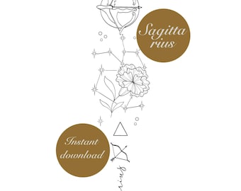 Sagittarius elements Tattoo Design/ Symbolism Carnation Flower Constellation