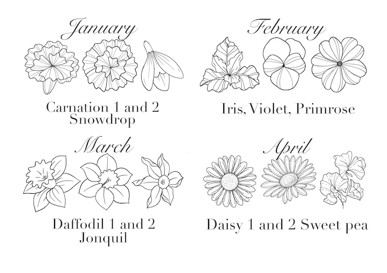 Custom Family Birth Flower Bouquet Birth Month Flower Etsy