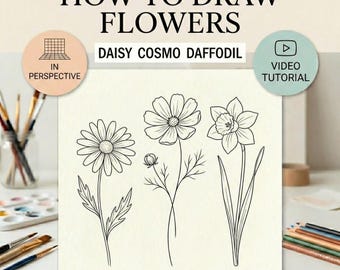 How to draw Flowers real time video tutorial/ Daisy/ Cosmos/ Daffodil