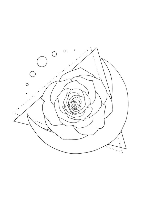 Diseño de tatuaje de luna creciente de rosa / descarga - Etsy México Diseño de tatuaje de luna creciente de rosa / descarga - Etsy México
