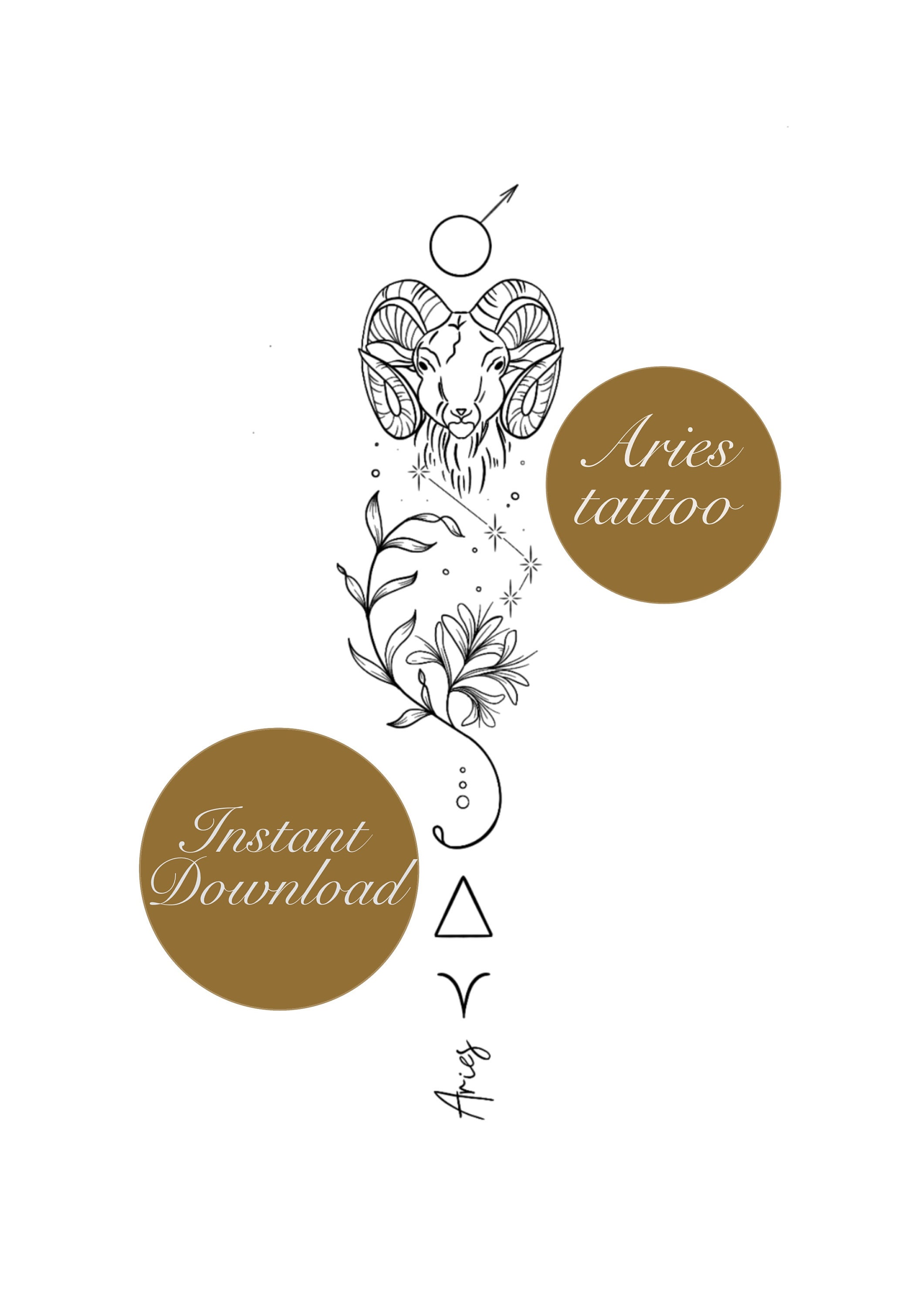 Aries Zodiac Symbol Temporary Tattoo  Set of 3  Little Tattoos