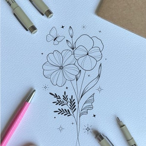 Birth Flower Tattoo Design FLASH - Etsy