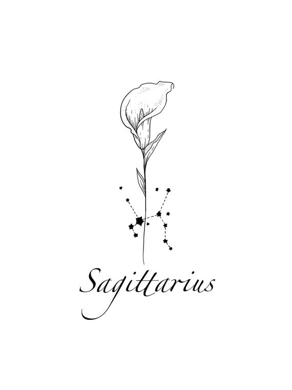 Sagittarius Constellation Tattoo Cala Lily Flower Tattoo | Etsy