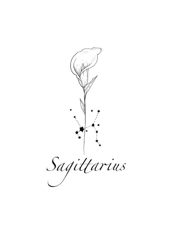 Sagittarius Constellation Tattoo Cala Lily Flower Tattoo | Etsy