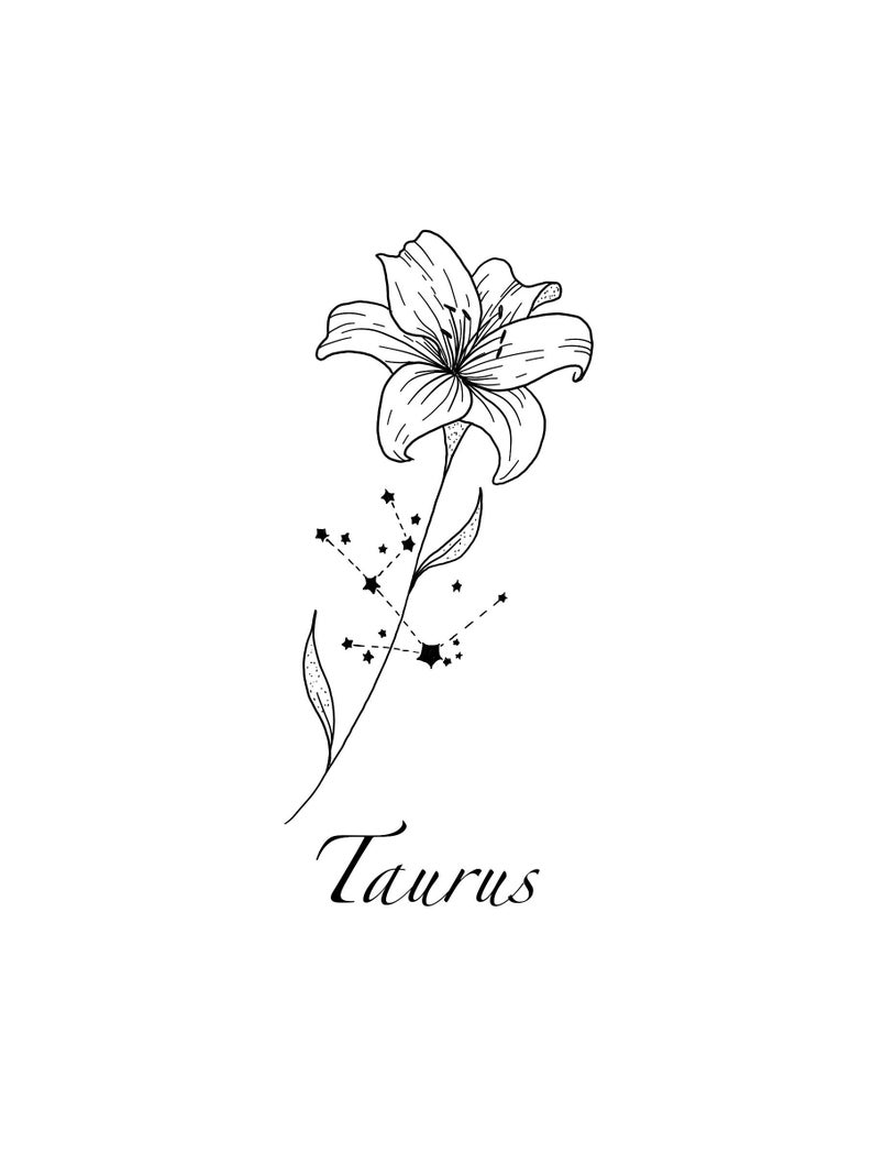 Taurus Constellation Tattoo Flower Tattoo Design | Etsy