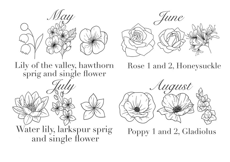 Custom Family Birth Flower Bouquet Birth Month Flower Etsy