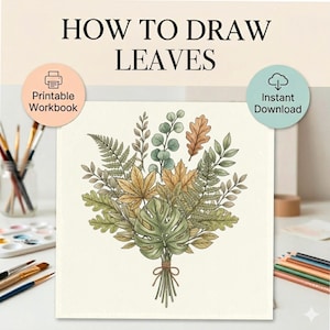 How to Draw Leaves, Printable Worksheets, Doodle leaves, Bullet Journal Inspiration, Shading technique