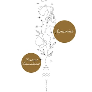 Aquarius elements Tattoo Design/ symbolism Orchid Flower Constellation Tattoo Design
