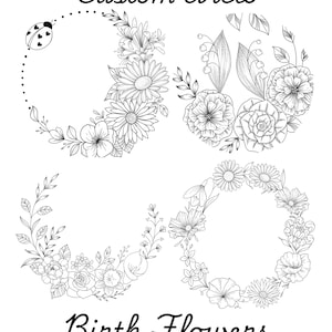 Bespoke Birth Flower circle Tattoo Design
