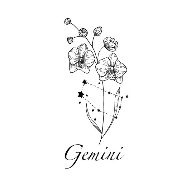 Gemini Constellation Tattoo| Flower Tattoo Design