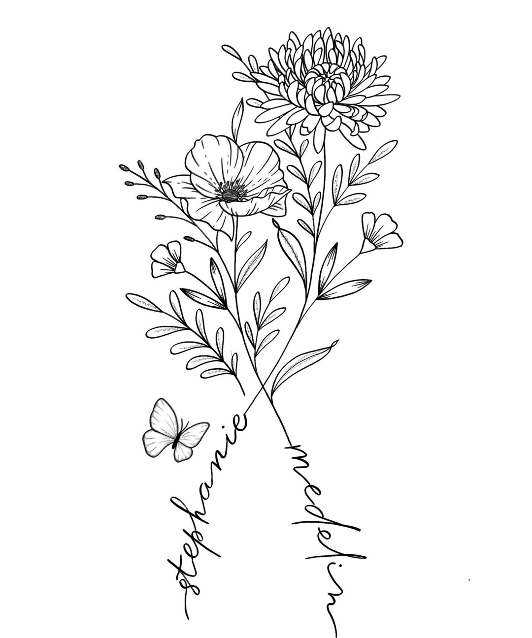 Birth Flower Art Tattoo Bouquet Floral Tattoo Name Tattoo Birth Birth Flower Art Tattoo Bouquet Floral Tattoo Name Tattoo Birth