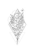 Birth Flowers Geometric Pattern Symmetrical Drawing Tattoo Design SVG PNG Gift product logo