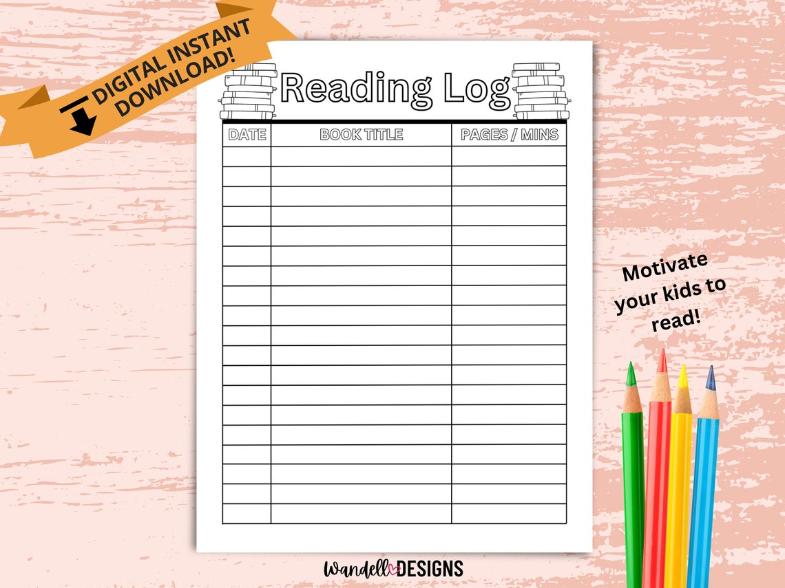 Kids Reading Log Printable, Printable Reading Log for Kids, Reading Log ...