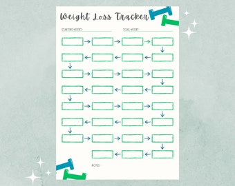 WEIGHT LOSS Tracker| Blue and Green Design | PRINTABLE | Instant Download | Get Motivated!