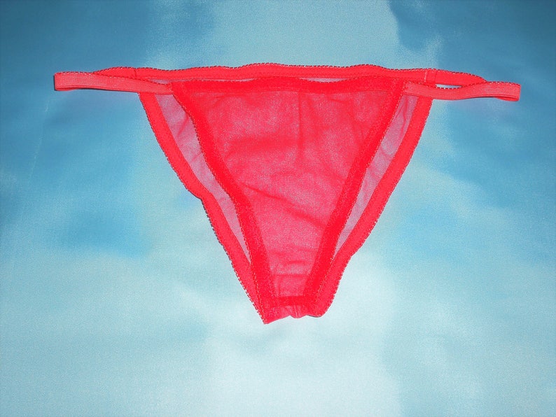 Red nylon panties see through knickers bikini style birthday Etsy
