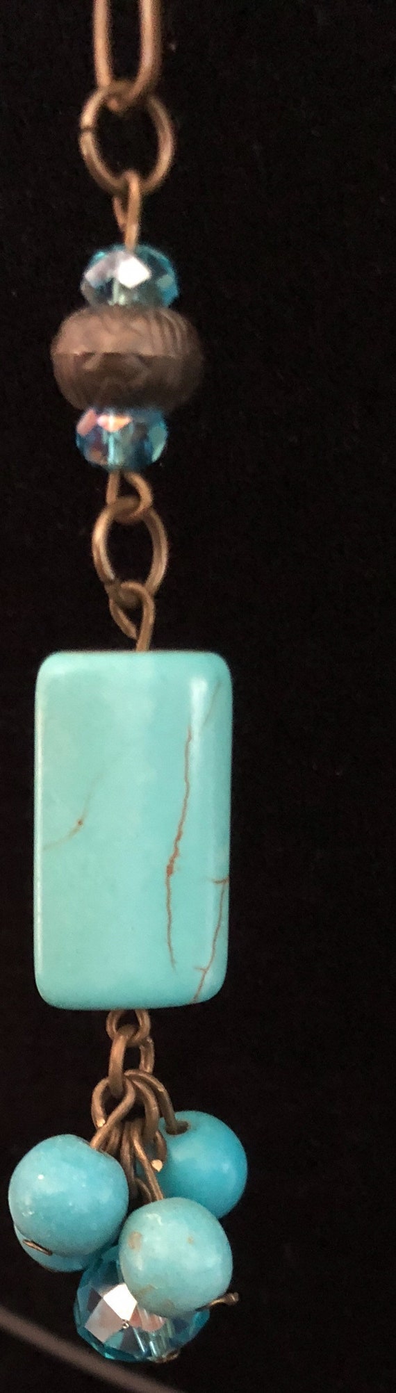 One of a kind, Lariat turquoise and crystal neckl… - image 4