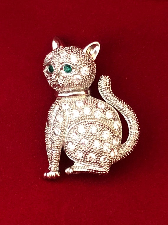 Vintage rhinestone encrusted Egyptian cat - image 2