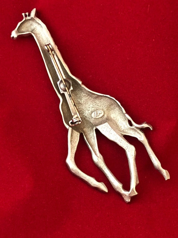 Vintage JJ pewter giraffe pin - image 4