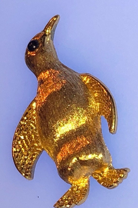 Monet Gold plated penguin brooch