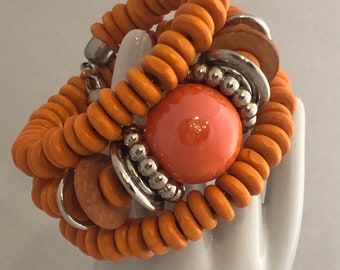 Memory Draht orange Perlen Armband
