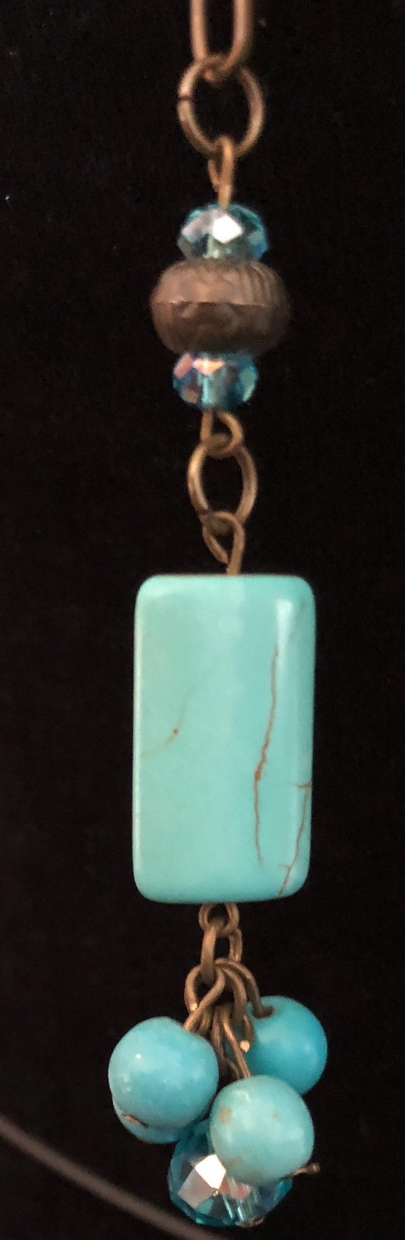One of a kind, Lariat turquoise and crystal neckl… - image 5