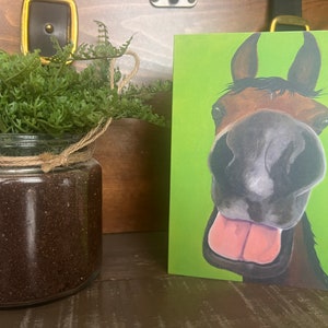 Embrassant, joli lot de 4 cartes de correspondance vierges avec des enveloppes de ma peinture originale de mon hongre arabe SPIDEY, le cheval le plus heureux de tous les temps