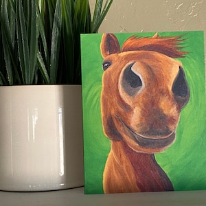 Kissable, schattige paardenneus set van 4 blanco notecards met enveloppen - kastanje Arabische / Quarter Horse ruin "AVERY" van mijn oorspronkelijke werk