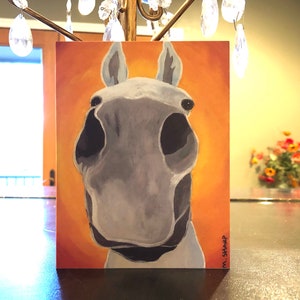 Kissable, schattige paardenneus notecards, set van 4 lege notecards met enveloppen - grijze Arabische / eenhoorn ruin "STERLING" van mijn oorspronkelijke werk