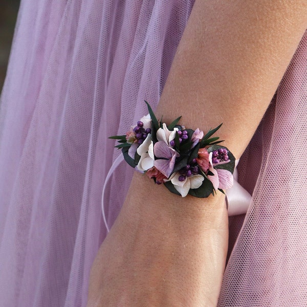 Bracelet TILDA en fleur naturelle stabilisée, cadeau accessoire fleuri EVJF ou mariage, bracelet bohème demoiselle d'honneur et témoins