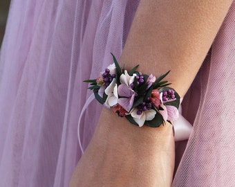 Bracelet TILDA en fleur naturelle stabilisée, cadeau accessoire fleuri EVJF ou mariage, bracelet bohème demoiselle d'honneur et témoins