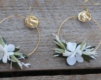 Boucles d'oreilles GARANCE, boucles d'oreilles bohème en fleurs naturelles séchées et stabilisées