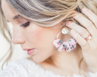 Créoles PAULINE, bijou fleurs naturelles séchées et stabilisées, boucles d'oreilles mariage bohème, cadeau demoiselle d'honneur