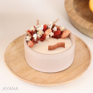 PAPAYE scented candle decorative dried and preserved flower color terracotta and orange, unique eco-responsible gift 100% artisanal handmade