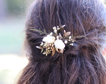 Epingle à cheveux ETHEL, pic fleur stabilisée, accessoire fleur naturelle coiffure, barrette à cheveux fleur préservée, fleur coiffure fête