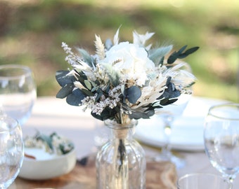 Centre de table fleurs séchées et stabilisées GORDES déco éco-responsable teinte pastel thème Provence pour mariage, baptême, anniversaire