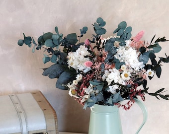 Bouquet SAINT PAUL de VENCE, bouquet fleurs séchées et stabilisées, bouquet déco tendance, cadeau anniversaire, hortensia et eucalyptus