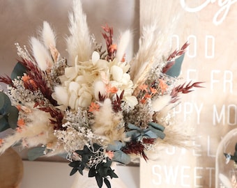 Dried flowers bouquet ROUSSILLON terracotta color, wedding terracotta shades bouquet with dried and preserved flowers, mother&#39;s day bouquet