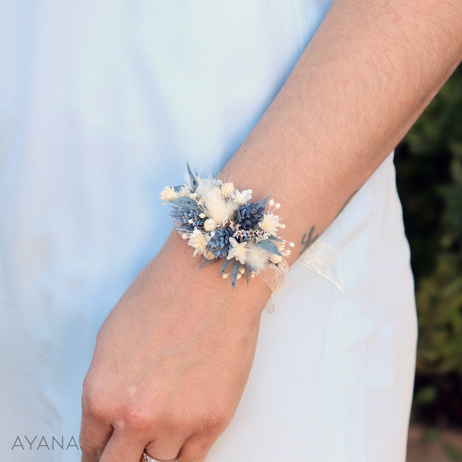 Bracelet OCEANE Dried Dusty Blue Flower Boho Accessory for Bride and  Bridesmaid, Sea Side Wedding Original Accessory, Gift Witness Request - Etsy