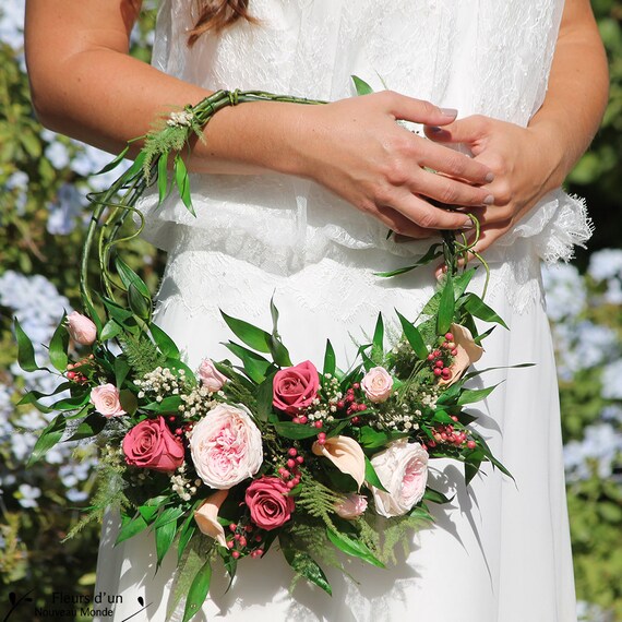 Bouquet San Francisco Bouquet De Mariée En Forme De Couronne En Fleurs Préservées Bouquet Esprit Attrape Rêves Pour Mariage Bohème