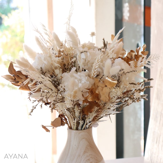 Bouquet INNSBRUCK White Hydrangea and Golden Eucalyptus Dried and 