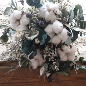 Bouquet NICE with dried and preserved flower, boho wedding bouquet, cotton flower bouquet, Best gift idea 2nd wedding anniversary image 4