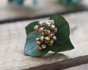 Pic Diosmi eucalyptus stabilisé, accessoire coiffure mariée champêtre, pic fleuri esprit bohème chic, fleurs à piquer pour tresse ou chignon